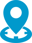 Map pin above a target ring