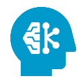 Head in profile with a circuit-board brain